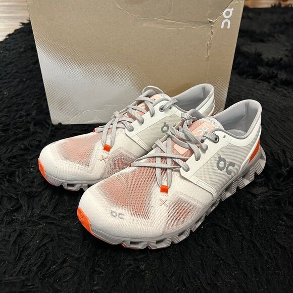 On Running Shoes - ON CLOUD X Ivory / Alloy athletic training lace up shoes sneakers women's 9 new